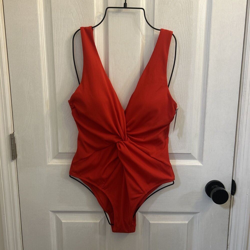 NWT Victoria's Secret One Piece Swimsuit Twist Plunge Sexy Red Size Large